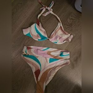 B. Swim Colorful Halter Bikini Set NWOT Medium